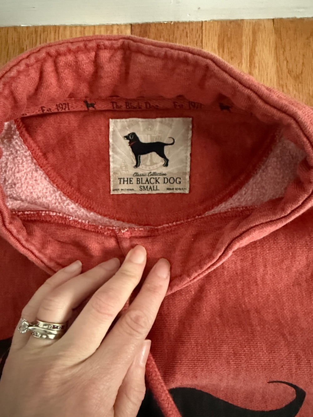 The Black Dog Red Pullover with Black Dog Graphic - Picture 3 of 10
